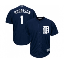 Youth Detroit Tigers #1 Josh Harrison Replica Navy Blue Alternate Cool Base Baseball Jersey