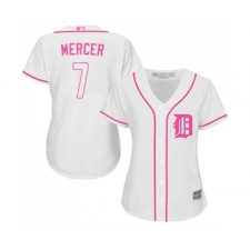 Women's Detroit Tigers #7 Jordy Mercer Replica White Fashion Cool Base Baseball Jersey