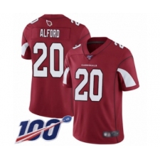 Men's Arizona Cardinals #20 Robert Alford Red Team Color Vapor Untouchable Limited Player 100th Season Football Jersey