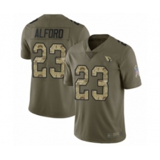 Youth Arizona Cardinals #23 Robert Alford Limited Olive Camo 2017 Salute to Service Football Jersey