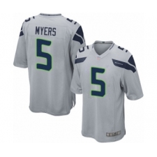 Men's Seattle Seahawks #5 Jason Myers Game Grey Alternate Football Jersey