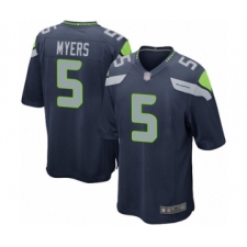 Men's Seattle Seahawks #5 Jason Myers Game Navy Blue Team Color Football Jersey