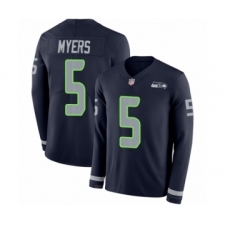 Men's Seattle Seahawks #5 Jason Myers Limited Navy Blue Therma Long Sleeve Football Jersey