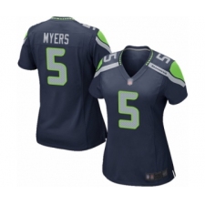 Women's Seattle Seahawks #5 Jason Myers Game Navy Blue Team Color Football Jersey