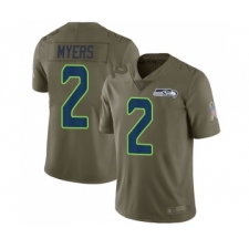 Youth Seattle Seahawks #2 Jason Myers Limited Olive 2017 Salute to Service Football Jersey