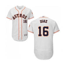 Men's Houston Astros #16 Aledmys Diaz White Home Flex Base Authentic Collection Baseball Jersey