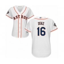 Women's Houston Astros #16 Aledmys Diaz Authentic White Home Cool Base 2019 World Series Bound Baseball Jersey