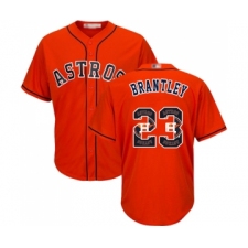 Men's Houston Astros #23 Michael Brantley Authentic Orange Team Logo Fashion Cool Base Baseball Jersey