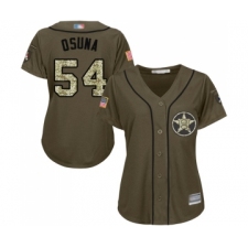 Women's Houston Astros #54 Roberto Osuna Authentic Green Salute to Service Baseball Jersey