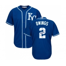 Men's Kansas City Royals #2 Chris Owings Blue Authentic Blue Team Logo Fashion Cool Base Baseball Jersey