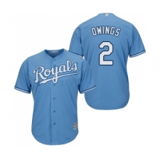 Men's Kansas City Royals #2 Chris Owings Replica Light Blue Alternate 1 Cool Base Baseball Jersey