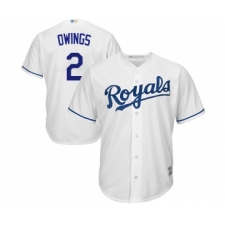 Men's Kansas City Royals #2 Chris Owings Replica White Home Cool Base Baseball Jersey