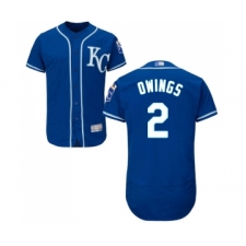 Men's Kansas City Royals #2 Chris Owings Royal Blue Alternate Flex Base Authentic Collection Baseball Jersey