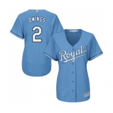 Women's Kansas City Royals #2 Chris Owings Replica Light Blue Alternate 1 Cool Base Baseball Jersey