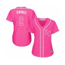 Women's Kansas City Royals #2 Chris Owings Replica Pink Fashion Cool Base Baseball Jersey