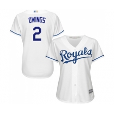 Women's Kansas City Royals #2 Chris Owings Replica White Home Cool Base Baseball Jersey