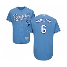 Men's Kansas City Royals #6 Billy Hamilton Light Blue Alternate Flex Base Authentic Collection Baseball Jersey