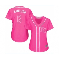 Women's Kansas City Royals #6 Billy Hamilton Replica Pink Fashion Cool Base Baseball Jersey