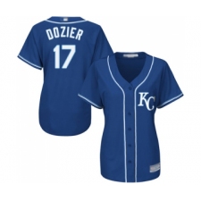 Women's Kansas City Royals #17 Hunter Dozier Replica Blue Alternate 2 Cool Base Baseball Jersey