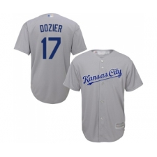 Youth Kansas City Royals #17 Hunter Dozier Replica Grey Road Cool Base Baseball Jersey