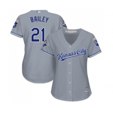 Women's Kansas City Royals #21 Homer Bailey Replica Grey Road Cool Base Baseball Jersey