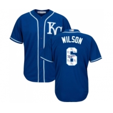 Men's Kansas City Royals #6 Willie Wilson Blue Authentic Blue Team Logo Fashion Cool Base Baseball Jersey