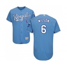 Men's Kansas City Royals #6 Willie Wilson Light Blue Alternate Flex Base Authentic Collection Baseball Jersey