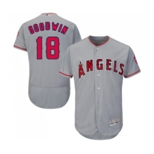 Men's Los Angeles Angels of Anaheim #18 Brian Goodwin Grey Road Flex Base Authentic Collection Baseball Jersey