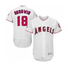 Men's Los Angeles Angels of Anaheim #18 Brian Goodwin White Home Flex Base Authentic Collection Baseball Jersey