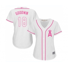 Women's Los Angeles Angels of Anaheim #18 Brian Goodwin Replica White Fashion Cool Base Baseball Jersey