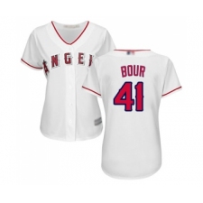 Women's Los Angeles Angels of Anaheim #41 Justin Bour Replica White Home Cool Base Baseball Jersey