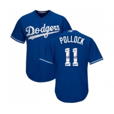 Men's Los Angeles Dodgers #11 A. J. Pollock Authentic Royal Blue Team Logo Fashion Cool Base Baseball Jersey