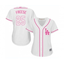 Women's Los Angeles Dodgers #25 David Freese Authentic White Fashion Cool Base Baseball Jersey