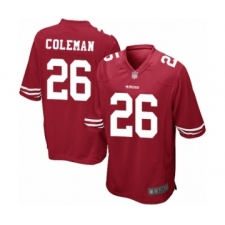 Men's San Francisco 49ers #26 Tevin Coleman Game Red Team Color Football Jersey