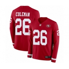 Men's San Francisco 49ers #26 Tevin Coleman Limited Red Therma Long Sleeve Football Jersey