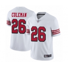 Men's San Francisco 49ers #26 Tevin Coleman Limited White Rush Vapor Untouchable Football Jersey