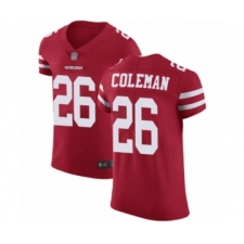 Men's San Francisco 49ers #26 Tevin Coleman Red Team Color Vapor Untouchable Elite Player Football Jersey