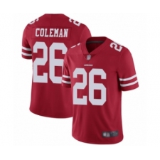 Men's San Francisco 49ers #26 Tevin Coleman Red Team Color Vapor Untouchable Limited Player Football Jersey