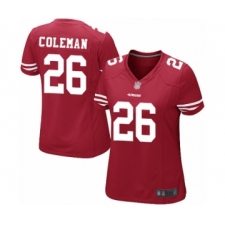 Women's San Francisco 49ers #26 Tevin Coleman Game Red Team Color Football Jersey