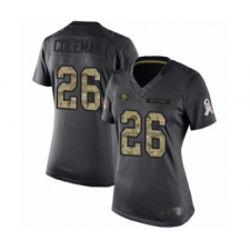 Women's San Francisco 49ers #26 Tevin Coleman Limited Black 2016 Salute to Service Football Jersey