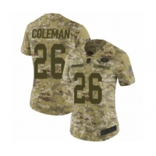 Women's San Francisco 49ers #26 Tevin Coleman Limited Camo 2018 Salute to Service Football Jersey