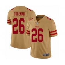 Women's San Francisco 49ers #26 Tevin Coleman Limited Gold Inverted Legend Football Jersey