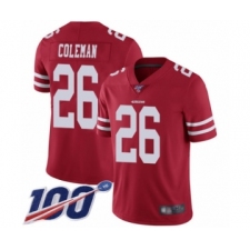 Youth San Francisco 49ers #26 Tevin Coleman Red Team Color Vapor Untouchable Limited Player 100th Season Football Jersey