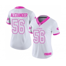 Women's San Francisco 49ers #56 Kwon Alexander Limited White Pink Rush Fashion Football Jersey
