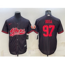 Men's San Francisco 49ers #97 Nick Bosa Black With Patch Cool Base Stitched Baseball Jersey