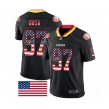 Men's San Francisco 49ers #97 Nick Bosa Limited Black Rush USA Flag Football Jersey