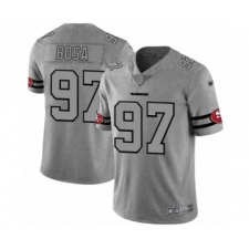 Men's San Francisco 49ers #97 Nick Bosa Limited Gray Team Logo Gridiron Football Jersey