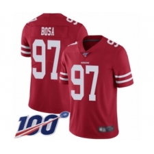 Men's San Francisco 49ers #97 Nick Bosa Red Team Color Vapor Untouchable Limited Player 100th Season Football Jersey