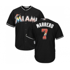 Men's Miami Marlins #7 Deven Marrero Authentic Black Team Logo Fashion Cool Base Baseball Jersey