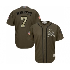Men's Miami Marlins #7 Deven Marrero Authentic Green Salute to Service Baseball Jersey